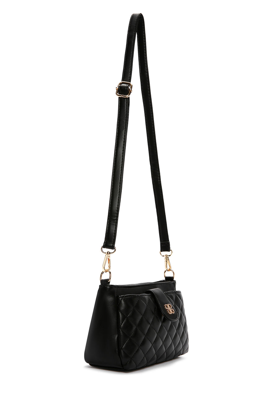 Women's Black Long Strap Quilted Handbag