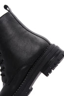 Women's Black Lace-Up Zipper Detailed Combat Boots | Derimod