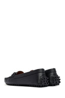 Woman Black Buckle Leather Loafer | Derimod