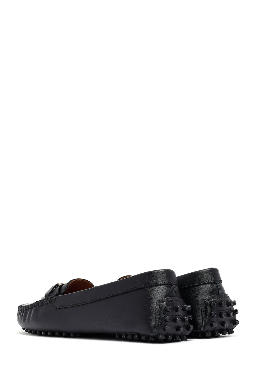 Woman Black Buckle Leather Loafer
