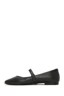 Women's Black Banded Leather Ballerinas | Derimod
