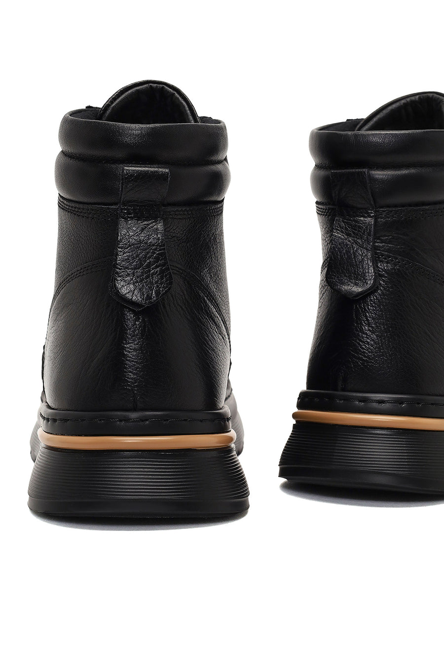 Men Black Lace-up Leather Casual Boot