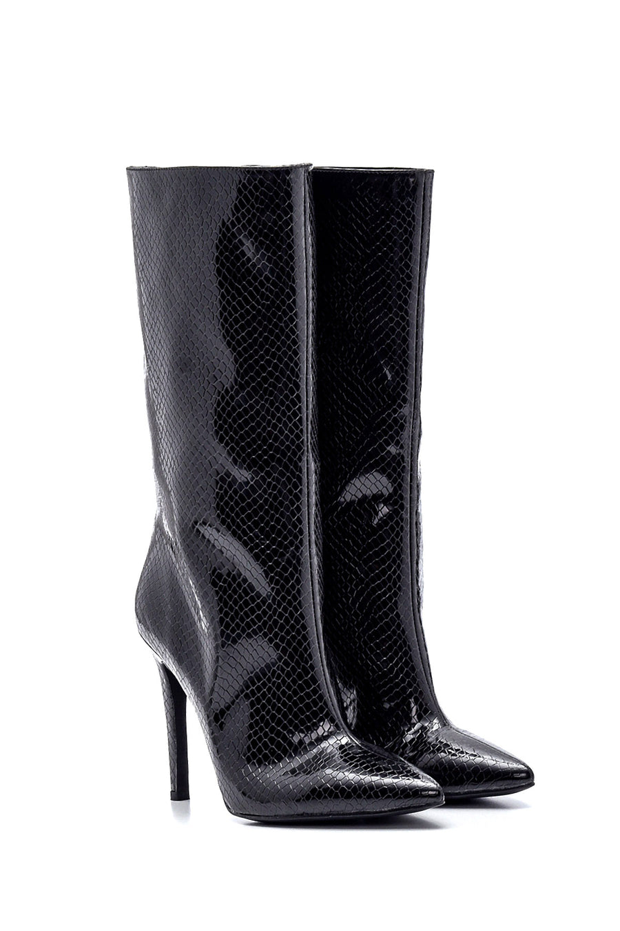 Women's Snake Patterned Derimod X Whenever Company Heeled Boots