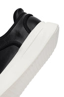 Men's Black Lace-Up Thick-Soled Leather Sneaker | Derimod