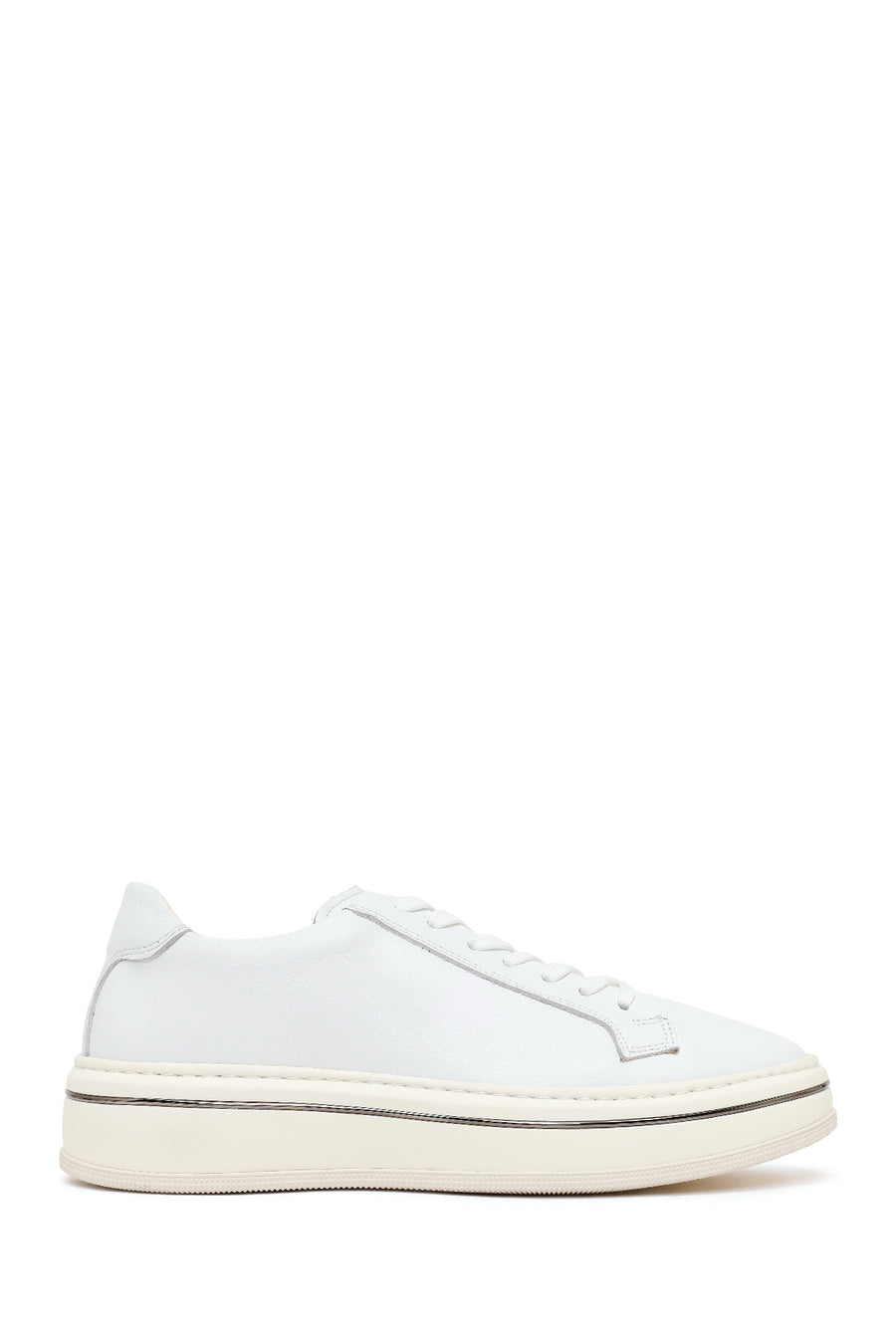 Erkek Beyaz Bağcıklı Kalın Tabanlı Deri Sneaker 26SFD640218 | Derimod