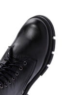 Woman Black Zippered Leather Postal Boots | Derimod
