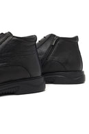 Male Black Zip Closure Leather Boots | Derimod