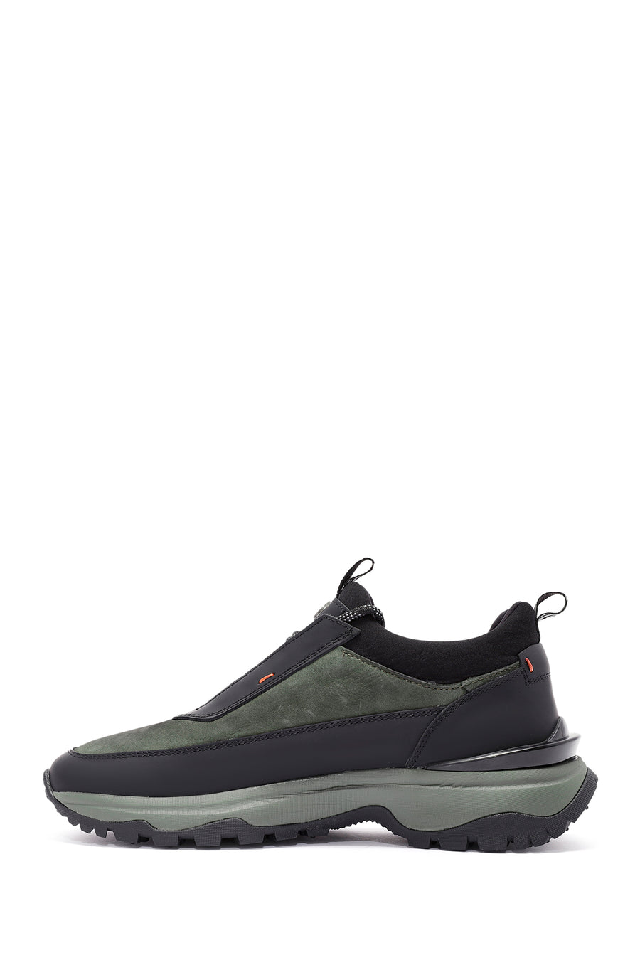Men's Green Lace-Up Nubuck Leather Sneaker