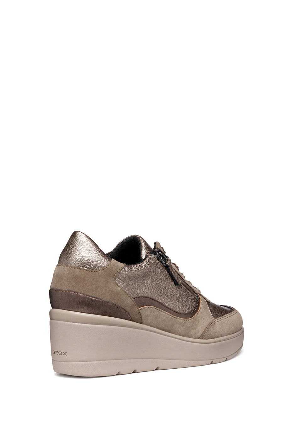 Geox Women's Mink Ilde Taup Lace-Up Thick-Soled Sneaker