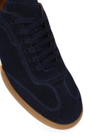 Male Navy Lace-up Suede Leather Sneaker | Derimod