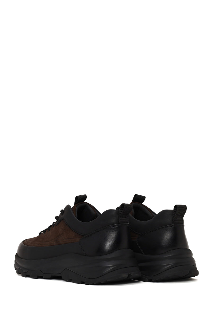 Male Brown Lace-Up Thick-Soled Leather Casual Sneaker
