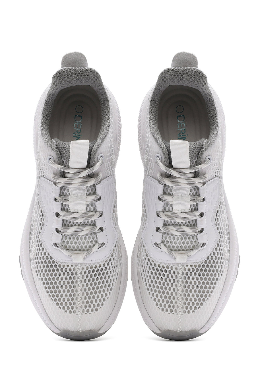 Women's White Lace-Up Thick-Sole Fabric Sneakers