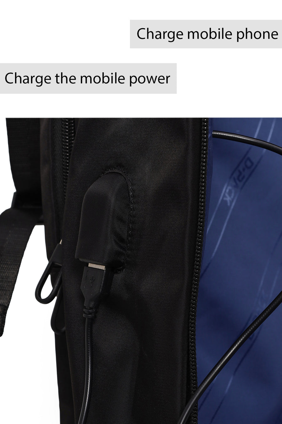 D-Pack Male Black Fabric Backpack
