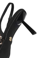 Woman Black Backless Sequin-Patterned Stiletto-Heel Shoes | Derimod