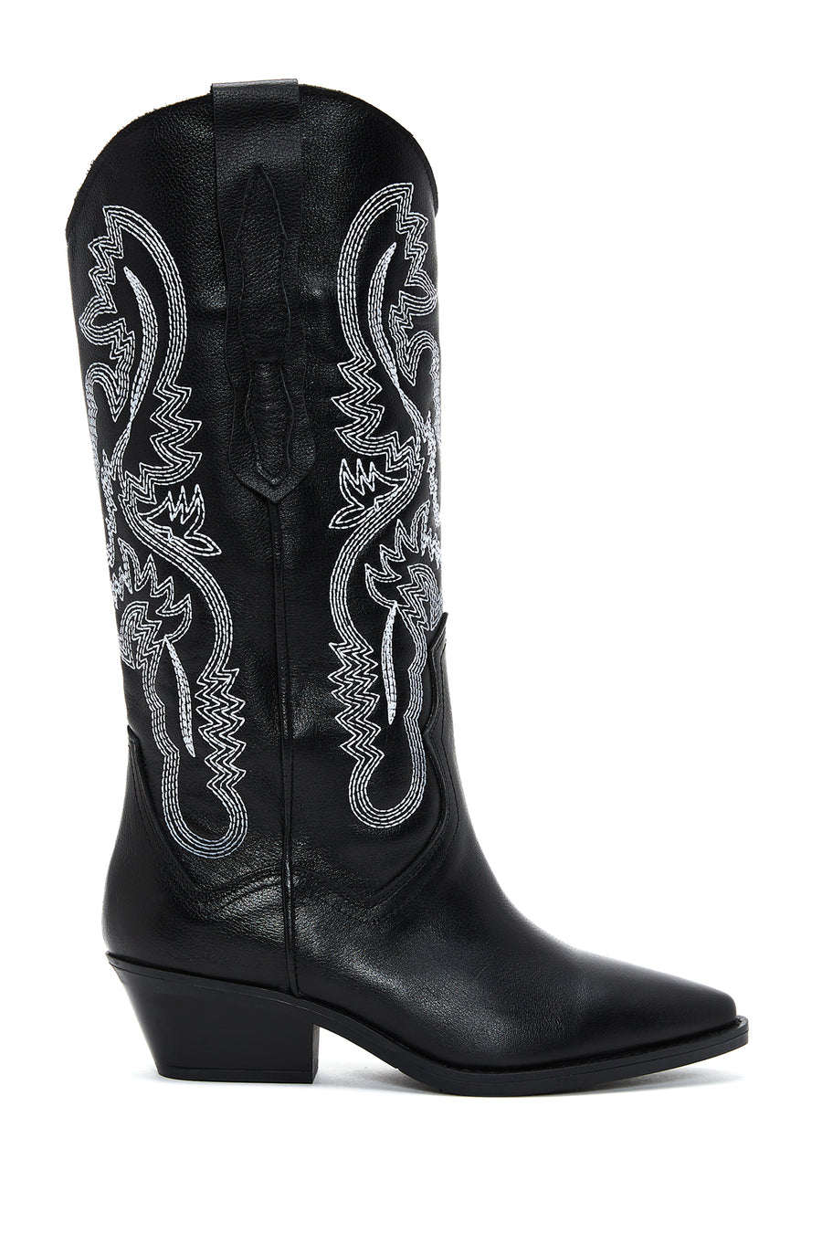 Women's Black Patterned Leather Cowboy Boots 22WFD195418 | Derimod