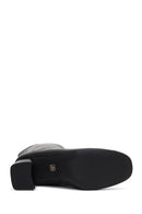 Woman Black Zip Closure Chunky-Heeled Boots | Derimod