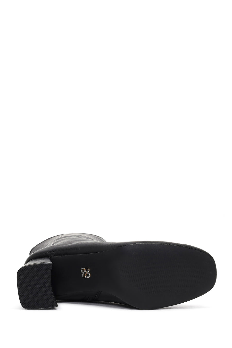 Woman Black Zip Closure Chunky-Heeled Boots