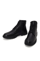 Male Black Zip Closure Leather Combat Boots | Derimod