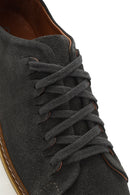 Men's Green Lace-Up Thick-Sole Suede Leather Sneakers | Derimod