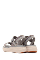 Women's Grey Strapped Thick-Soled Fabric Comfort Sandals | Derimod