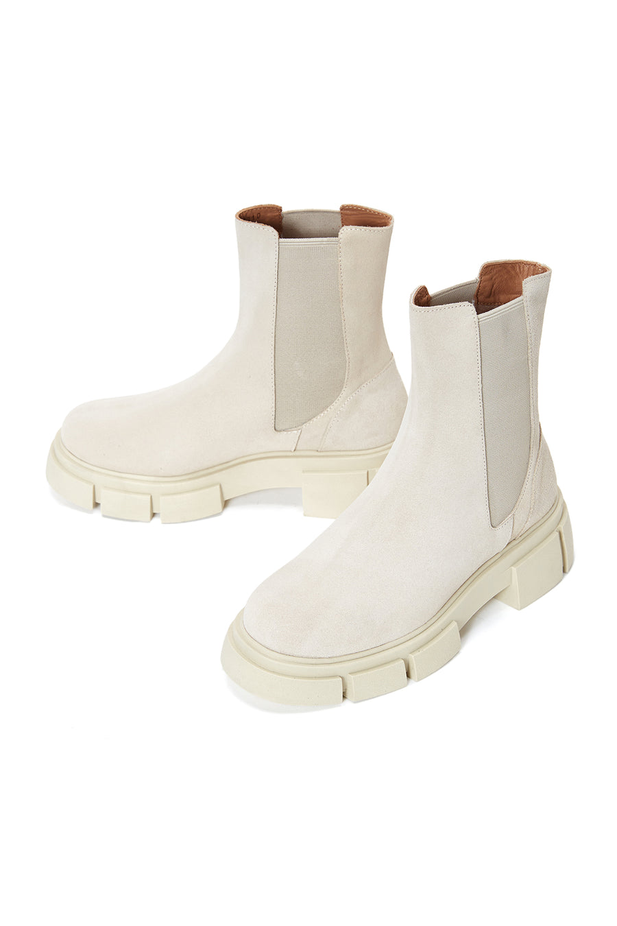 Women's Cream Suede Leather Chelsea Boots