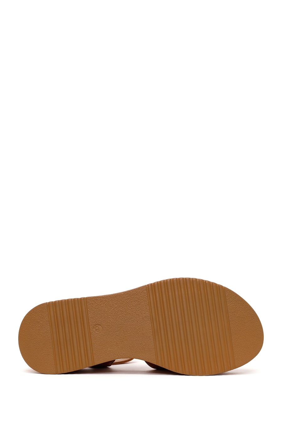 Women's Tan Ankle Strap Thick Soled Leather Sandals