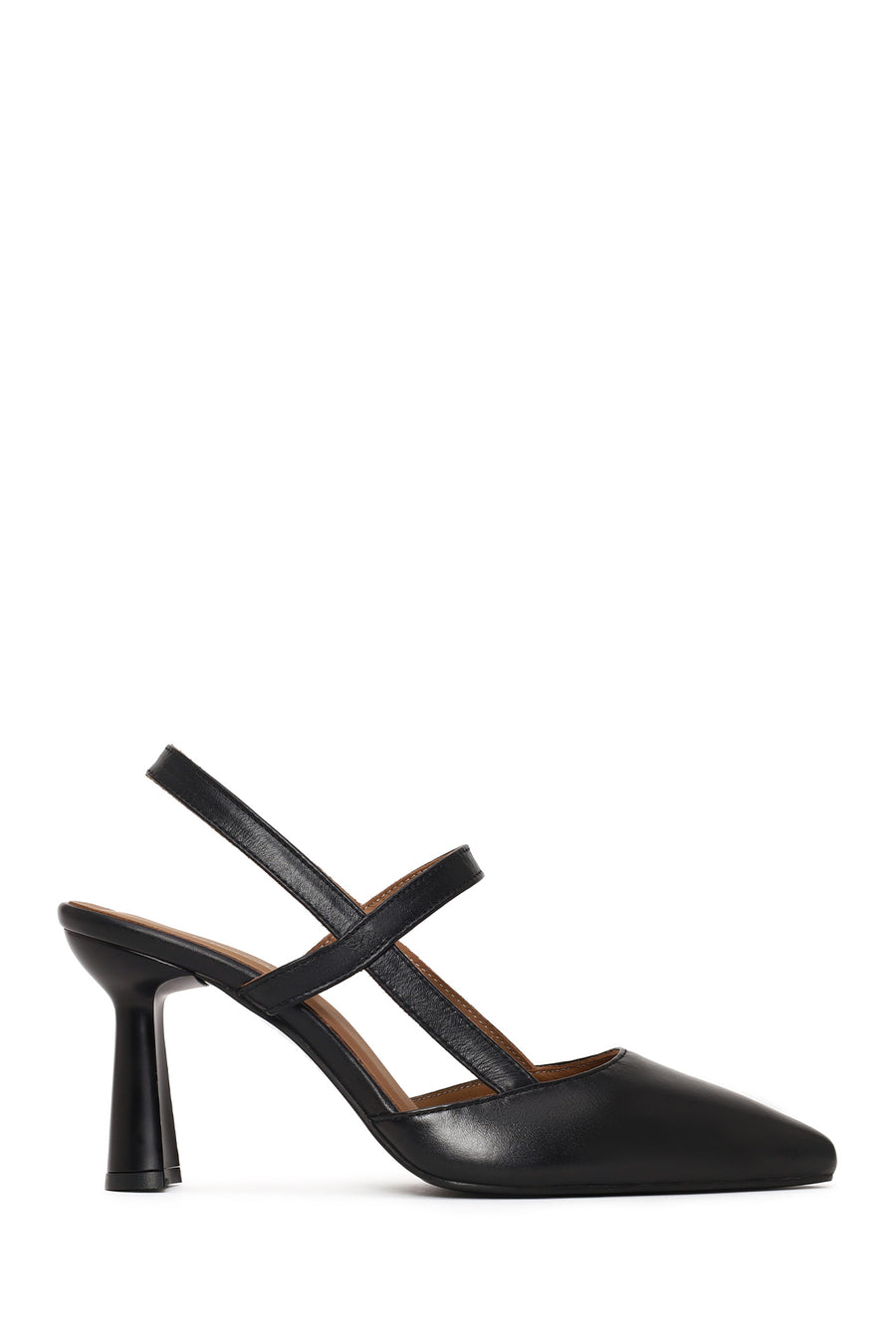 Woman Black Backless Heeled Leather Shoe 26PFD130118 | Derimod