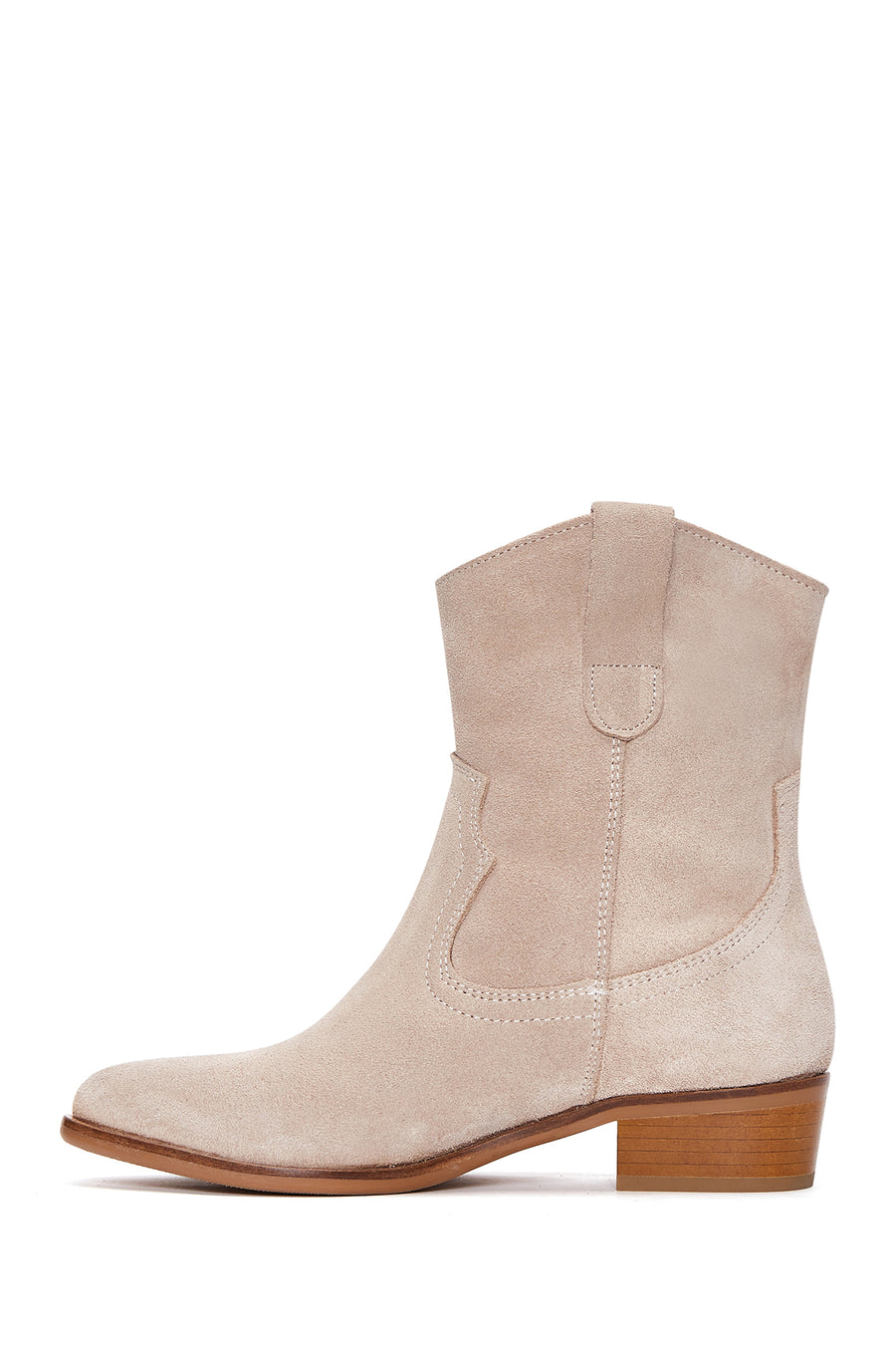 Women's Beige Suede Leather Cowboy Boots