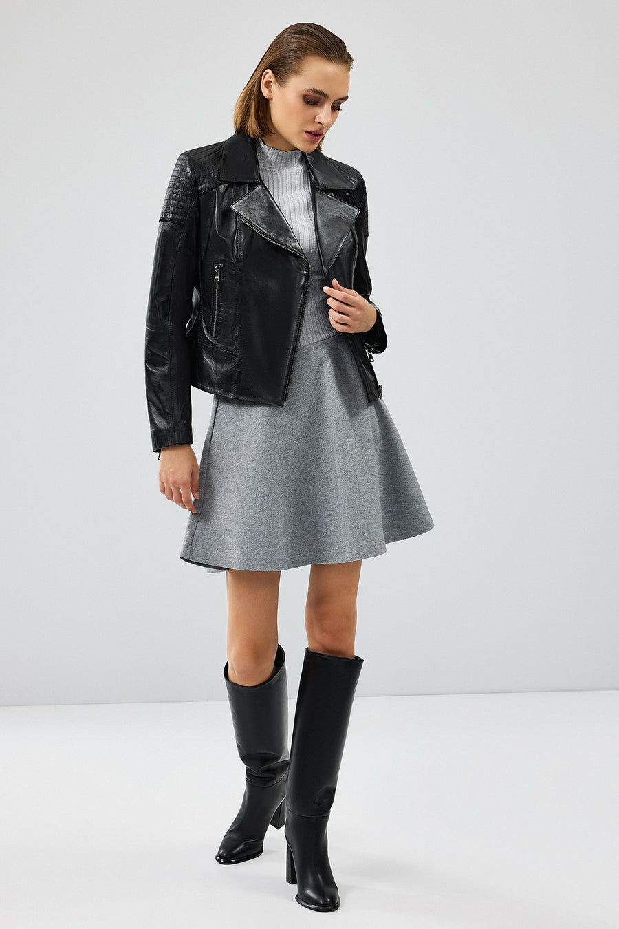Monaco Women's Black Biker Leather Jacket