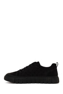 Male Black Lace-Up Thick-Soled Nubuck Leather Sneaker | Derimod