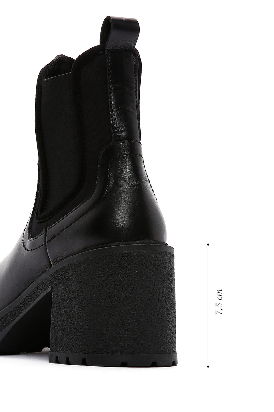 Women's Black Leather Heeled Chelsea Boots