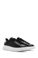 Men's Black Lace-up Thick-Sole Leather Sneaker | Derimod