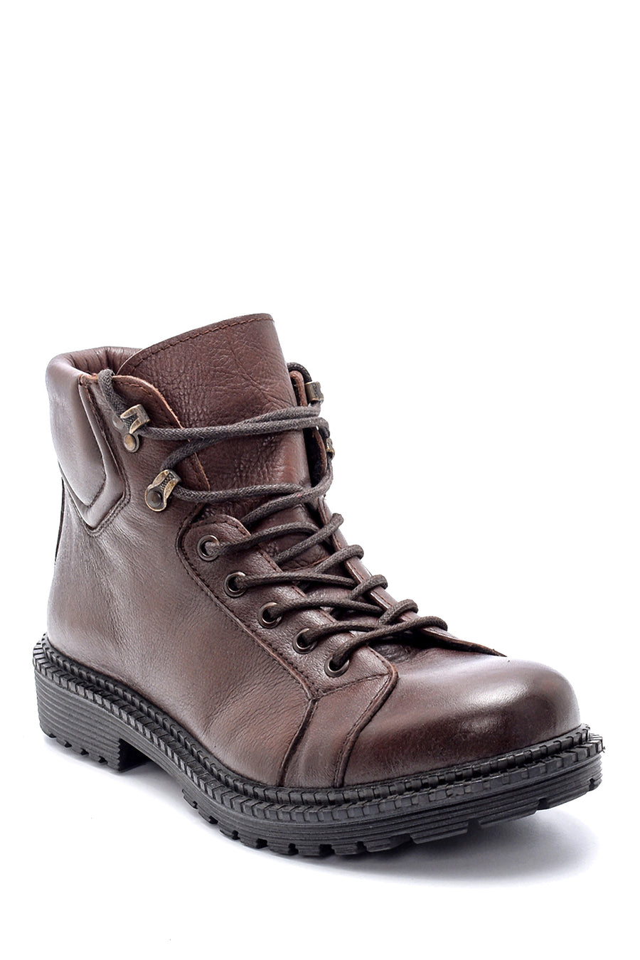 Men's Leather Buckle Detailed Casual Boots