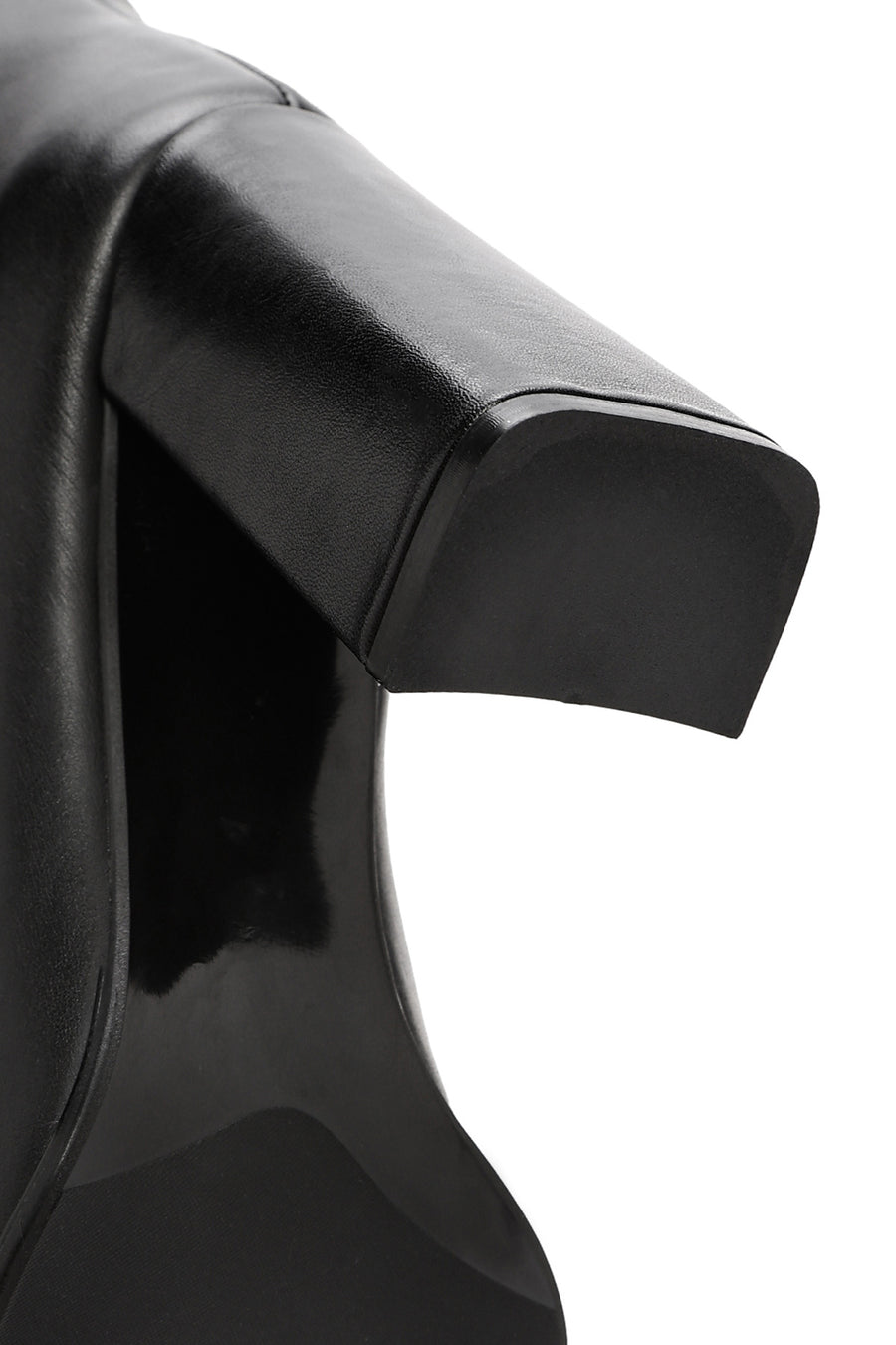 Women's Black High Thick Heel Leather Boots