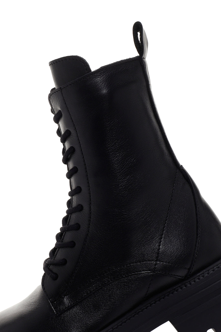 Woman Black Zippered Thick Sole Leather Postal Boots