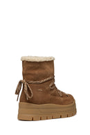Geox Women's Brown Spherica Ec7.1 Abx Waterproof Suede Leather Boots with Fur | Derimod