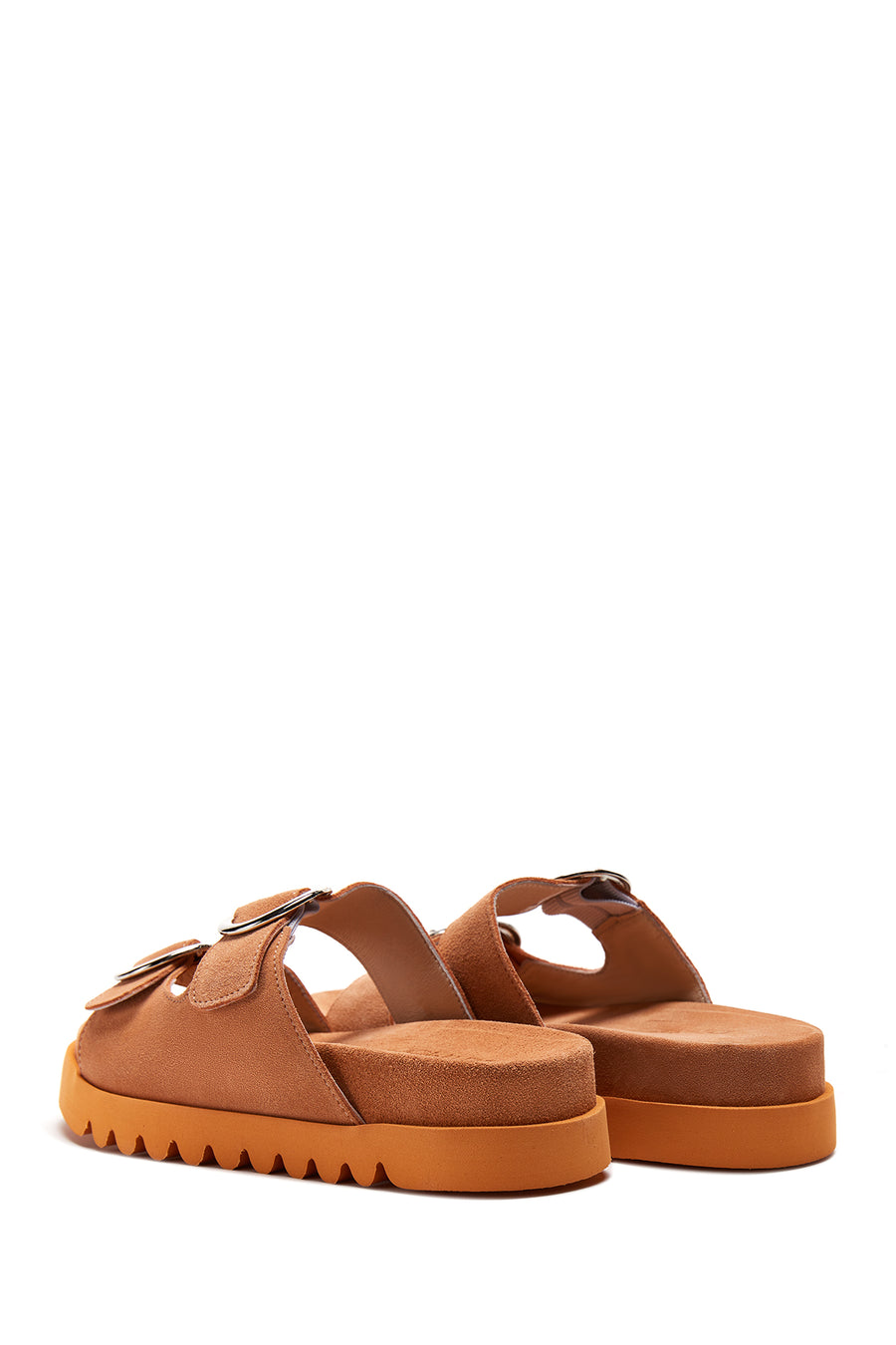 Women's Leather Suede Double Buckle Slippers