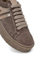 Kadın Vizon Bağcıklı Süet Deri Sneaker | Derimod