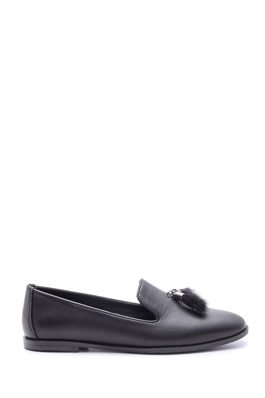 Women's Feather Detailed Leather Loafer 19WFD110618 | Derimod