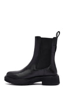Woman Black Thick Sole Leather Chelsea Boots | Derimod
