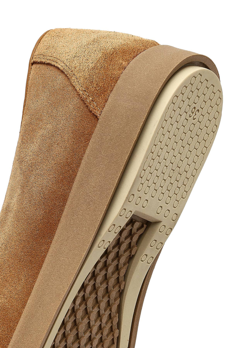 Women's Tan Buckled Suede Leather Comfort Loafer