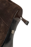 Woman Brown Thin-Heeled Suede Boots | Derimod