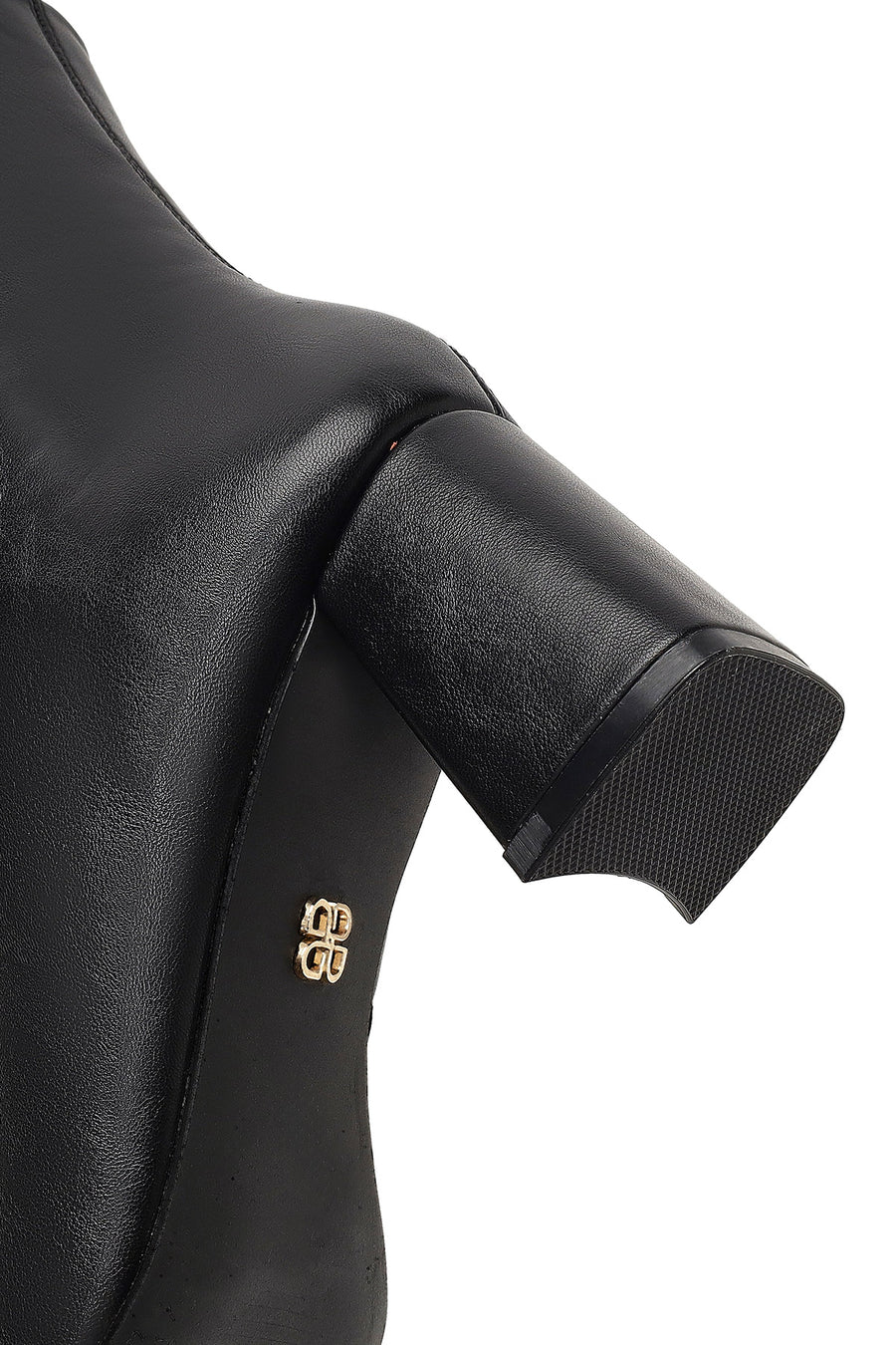 Woman Black Zip Closure Chunky-Heeled Boots