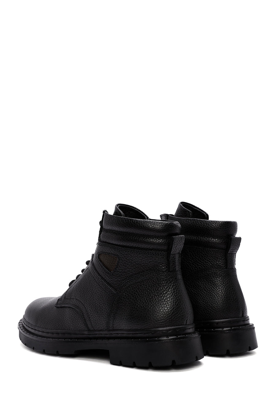 Men's Black Lace-Up Leather Casual Boots