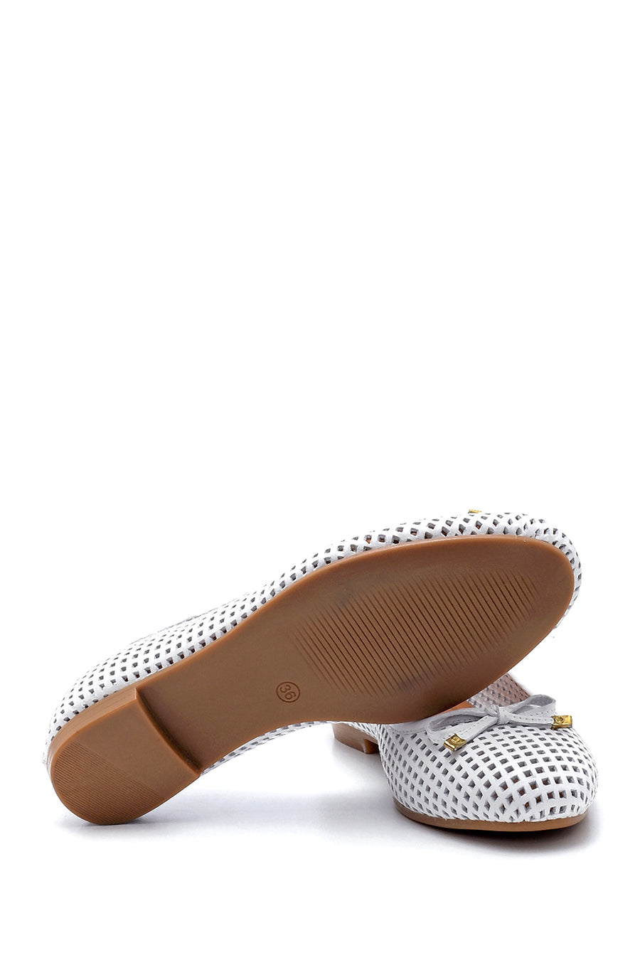 Women's Leather Bow Detailed Ballerinas