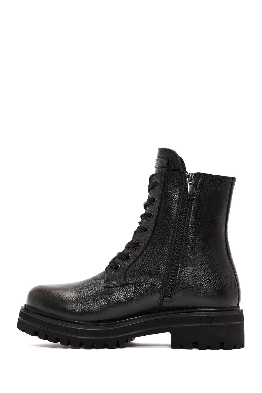 Women's Black Zippered Leather Boots