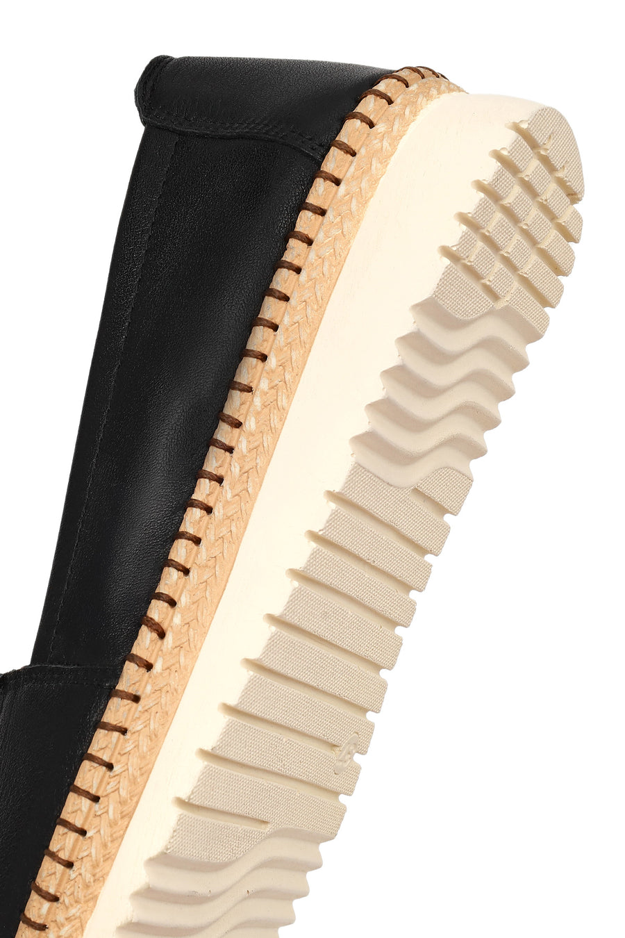 Women's Black Thick Soled Leather Comfort Shoes