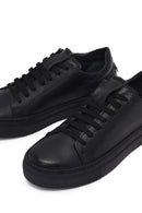 Woman Black Laced Leather Sneakers | Derimod