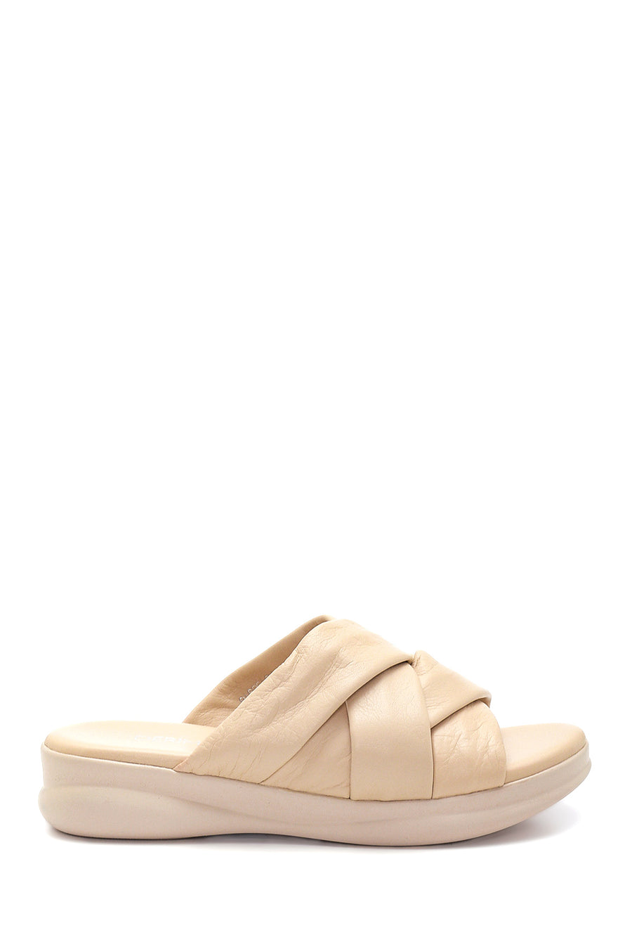 Women's Beige Leather Casual Flat Slippers 22SFD150018 | Derimod