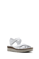 Women's White Ankle Strap Thick Soled Leather Comfort Sandals | Derimod